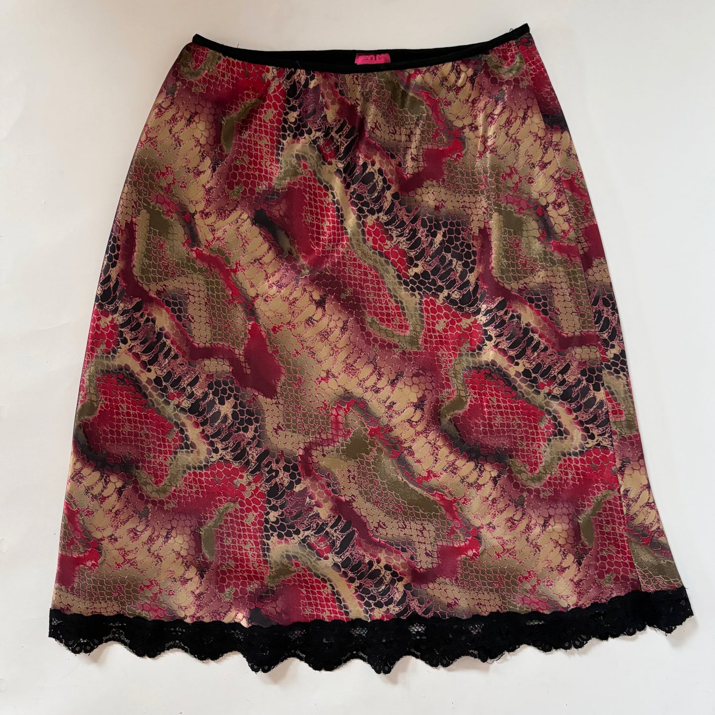 90s Snakeskin Satin Midi Skirt (S/M)