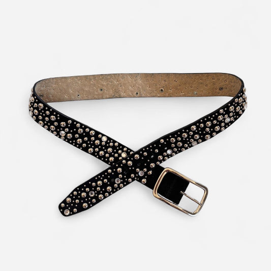 Y2K Suede Studded Rhinestone Belt