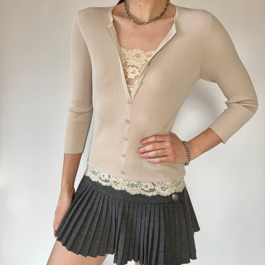 2000s Silk Ribbed Blouse (S)