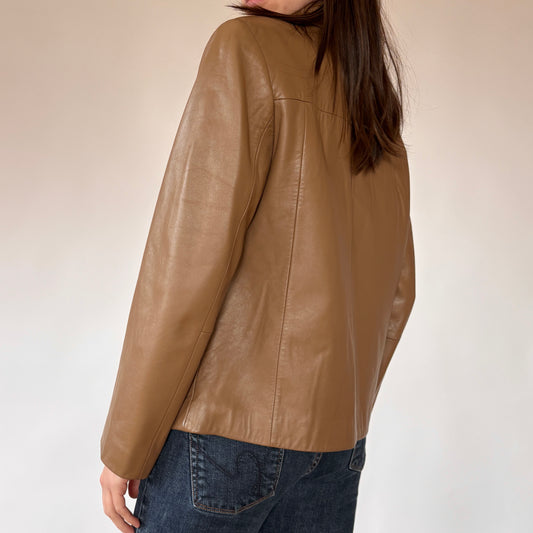 90s Coffee Leather Jacket (M)