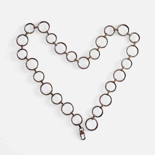 Y2K Silver O Ring Chain Belt (S/M)