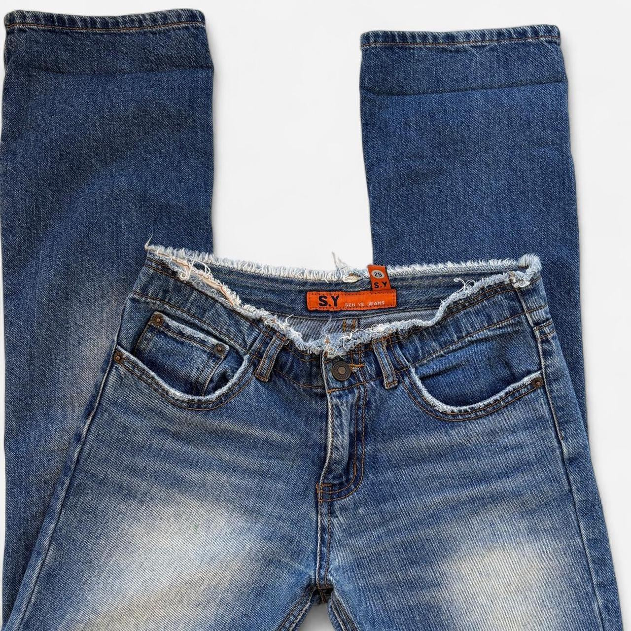 Y2K Faded Low Rise Jeans (XS)