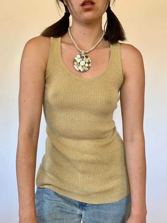 Y2K Gold Ribbed Tank