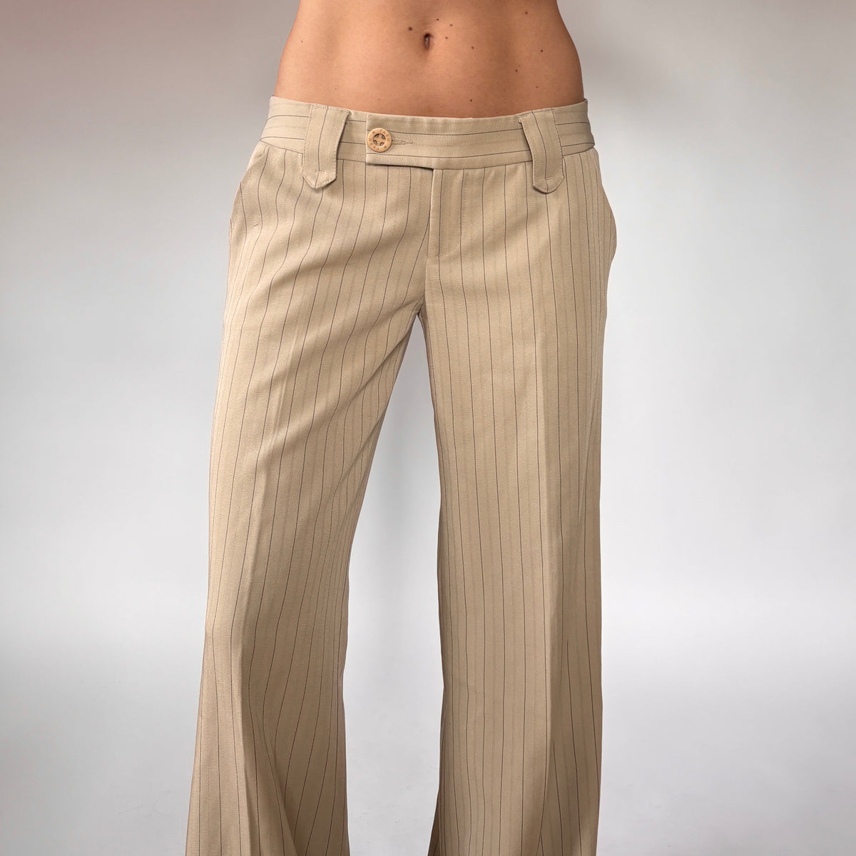 2000s Nude Pinstripe Trousers (S) Hazy Vintage