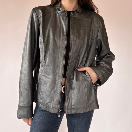 Chrome Genuine Leather Moto Jacket (XL/1X)