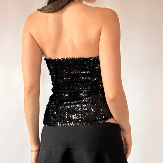 Noir Sequin Tube Top (XS/S)