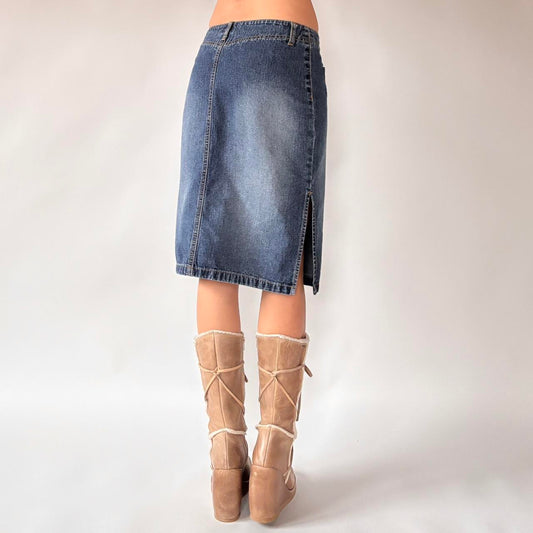 Y2K Denim Midi Skirt (S)
