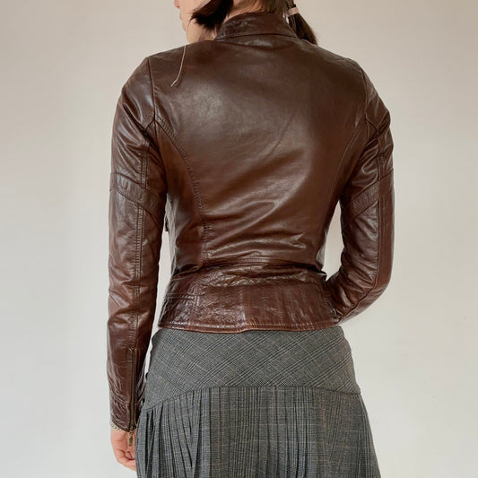 90s Leather Moto Jacket (XXS)