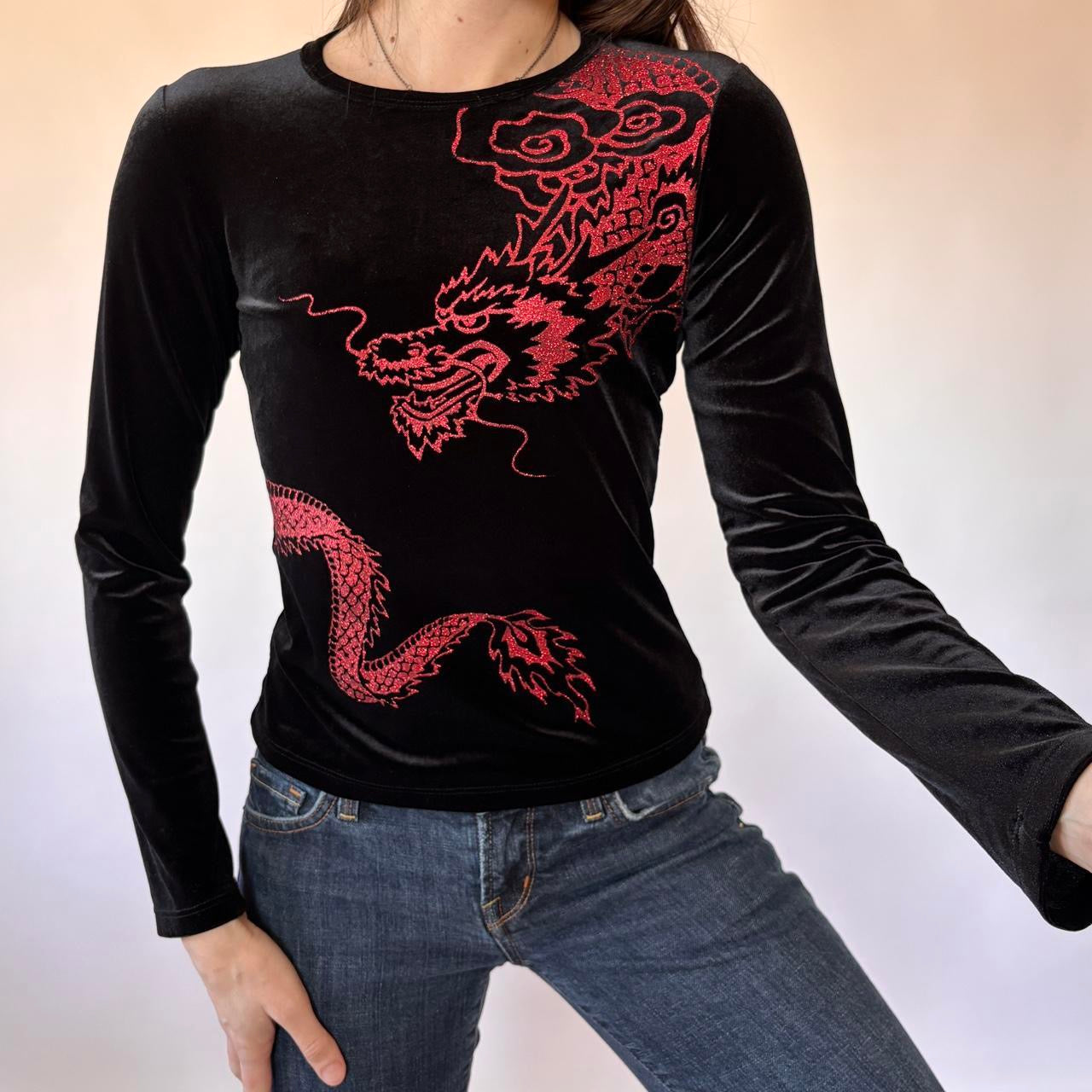 90s Velvet Dragon Top (XS/S)