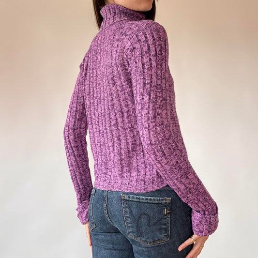 Y2K Rave Purple Turtleneck Sweater (S)