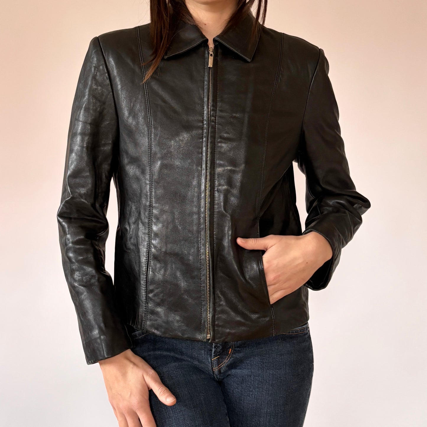 90s Noir Leather Jacket (S)