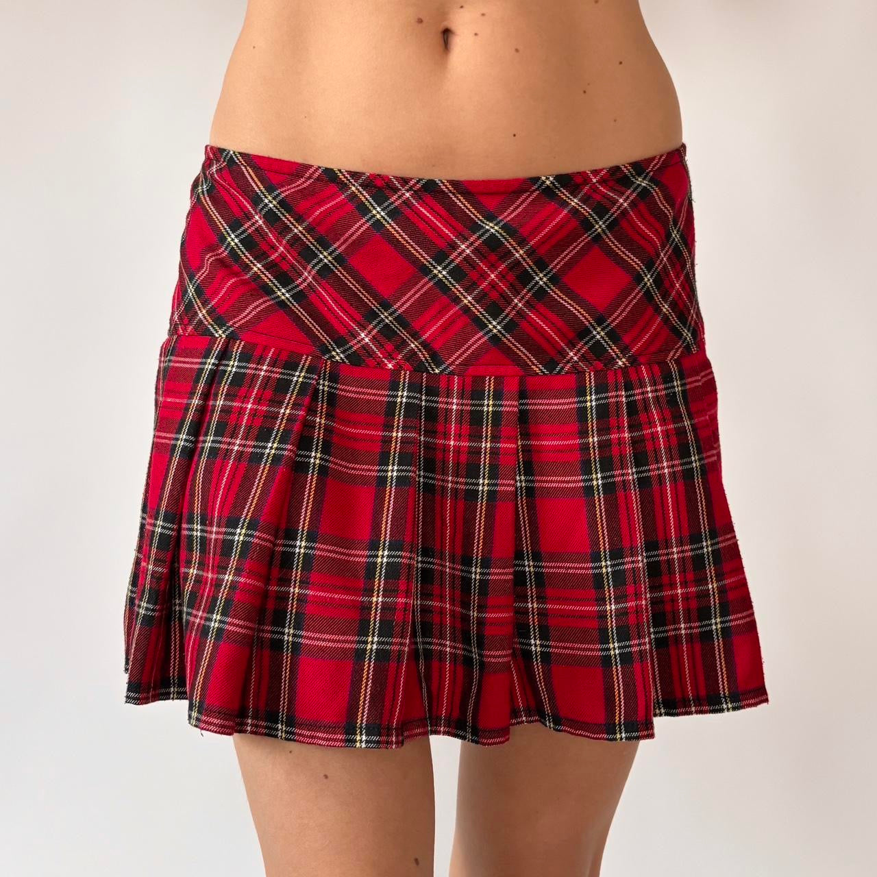 Y2K Pleated Plaid Mini Skirt (S)