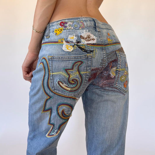 Y2K Embroidered Jeans (M)