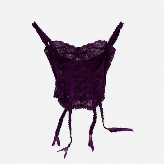 80s Purple Lace Bustier Top (M)