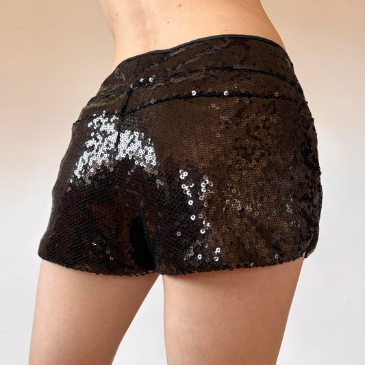 2000s Noir Sequin Low Rise Shorts (M)