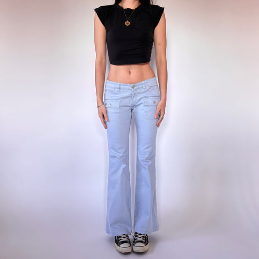 Y2K Baby Blue Low Rise Flares (XS/S)