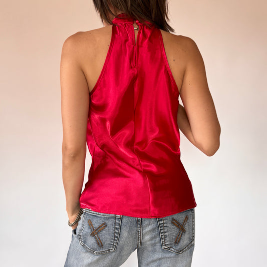 2000s Cherry Satin Halter (S/M)