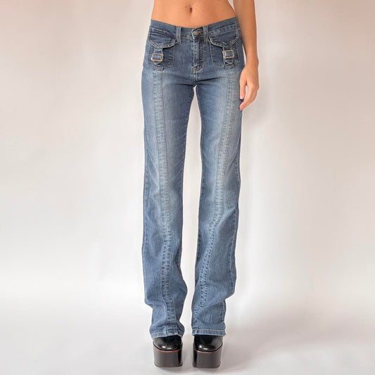 Y2K Buckle Flare Jeans (M)