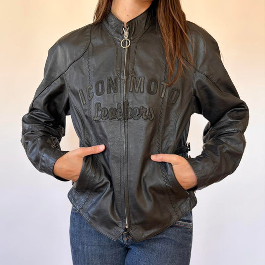 90s Bombshell Leather Moto Jacket (S)