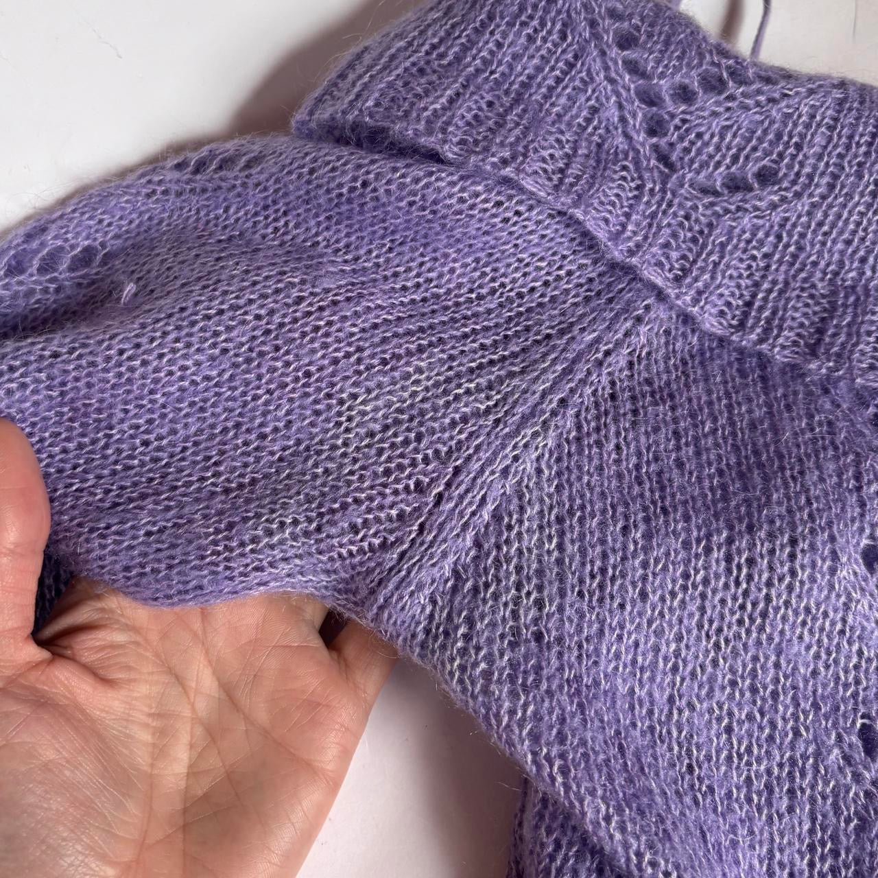 Y2K Lilac Off Shoulder Knit Sweater (M)
