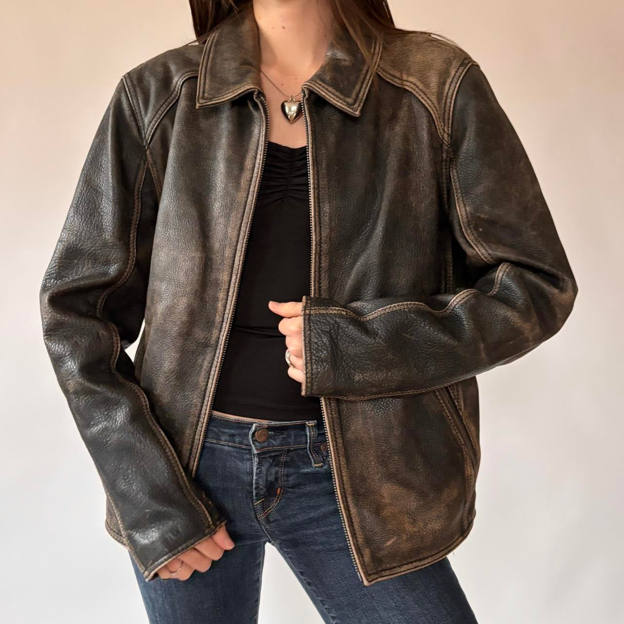 Wilson’s Distressed Genuine Leather Jacket (S/M)