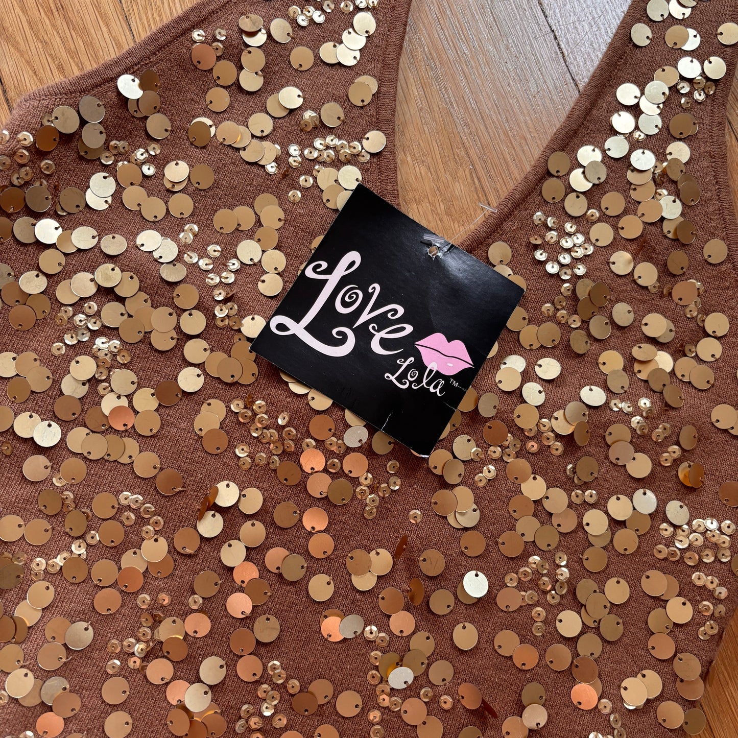 Y2K Deadstock Gold Sequin Halter (M)