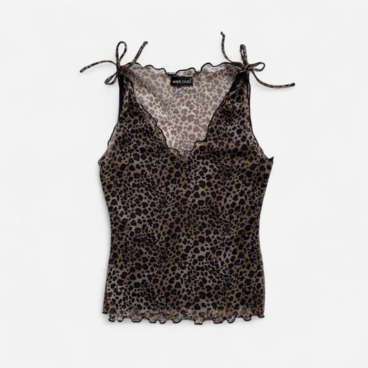 Y2K Mesh Leopard Top (XS)