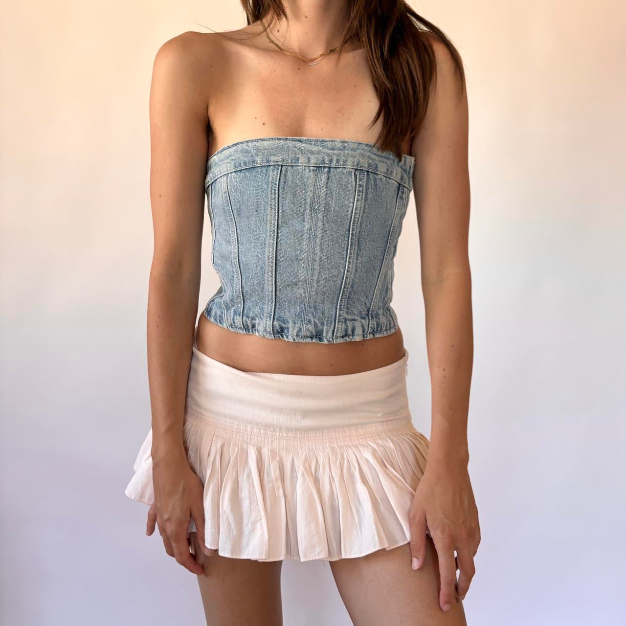 Y2K Denim Tube Top (XS)