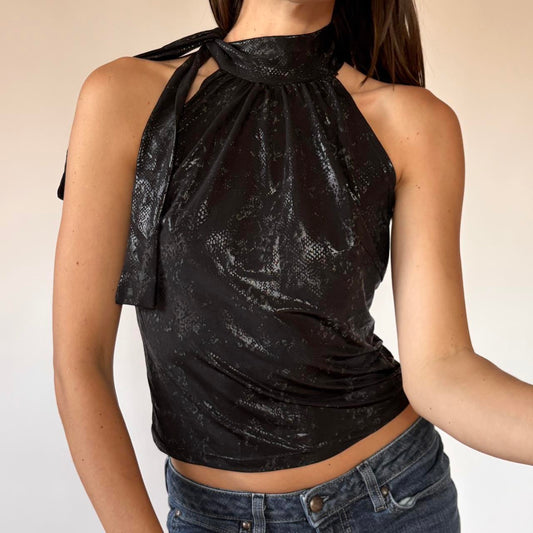 Y2K Snake Print Halter (S)