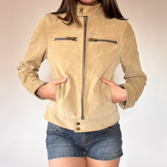 Y2K Suede Moto Jacket (XS/S)