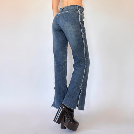Y2K Frayed Flare Jeans (S)