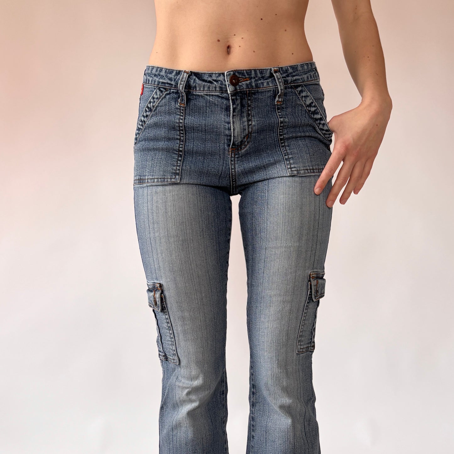 Y2K Cargo Flare Jeans (XS)