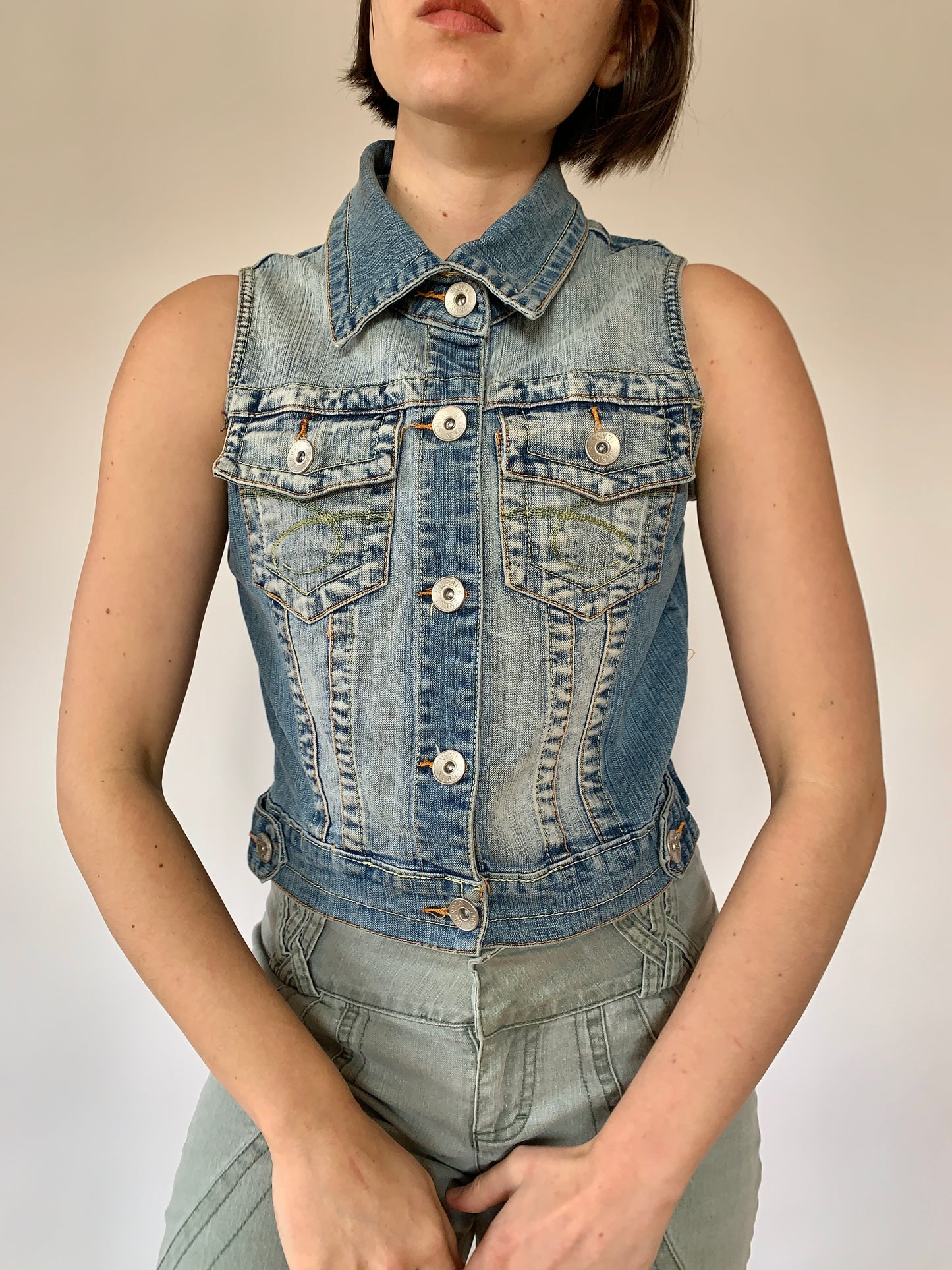 Y2K Denim Vest - S/M