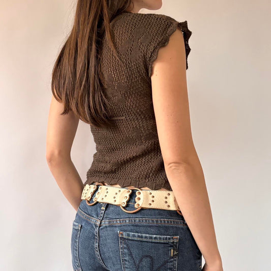 Y2K Crochet Tie Front Top (XS)