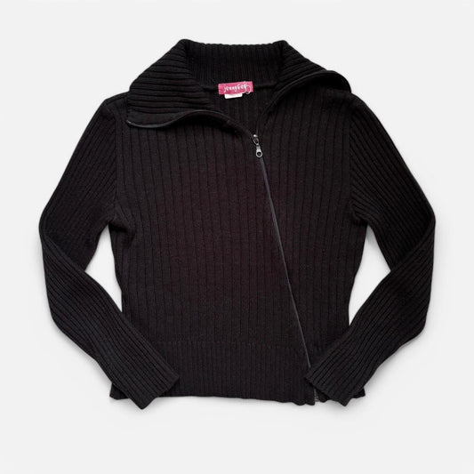 Y2K Asymmetrical Zipper Sweater (M)
