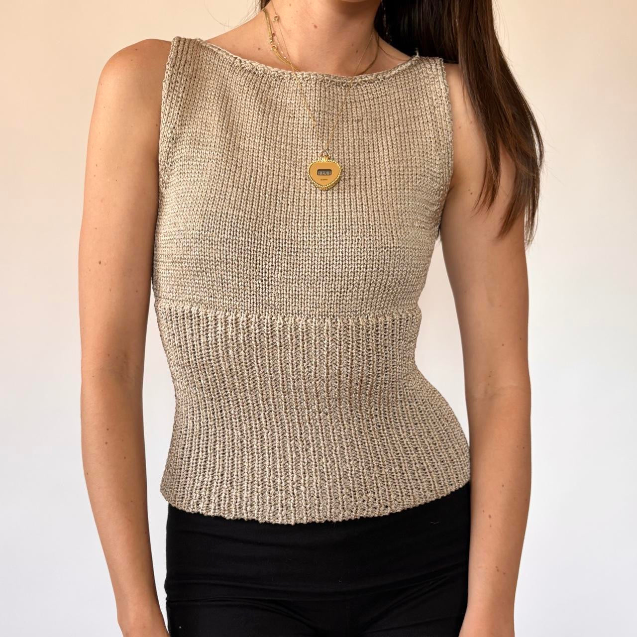 2000s DKNY Gold Knit Tank (XS)