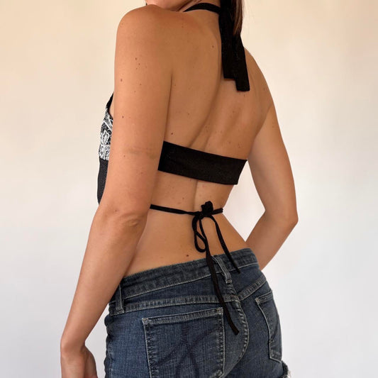 Y2K Beaded Backless Halter (S)