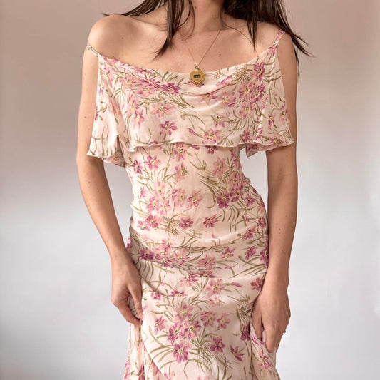 90s Bias Cut Floral Dress (L/XL)