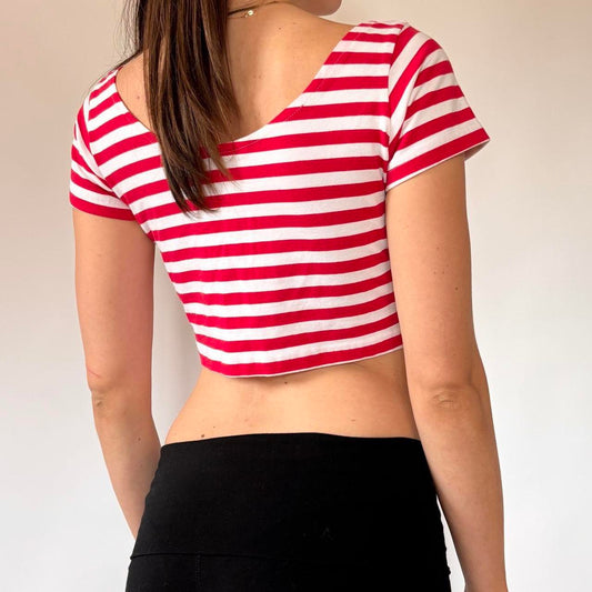 90s Striped Button Crop Top (S/M)