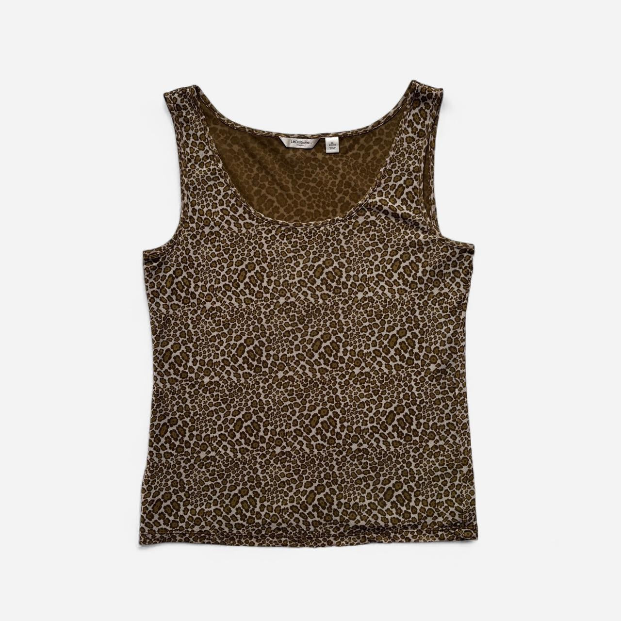 Y2K Olive Leopard Mesh Top (XL-2X)