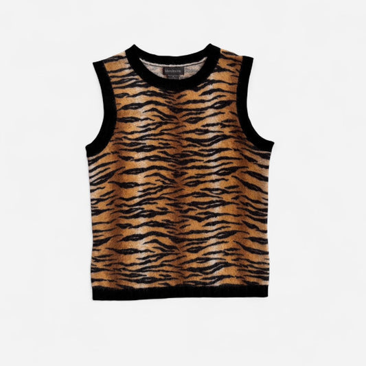 2000s Tiger Print Knit Top (S/M)