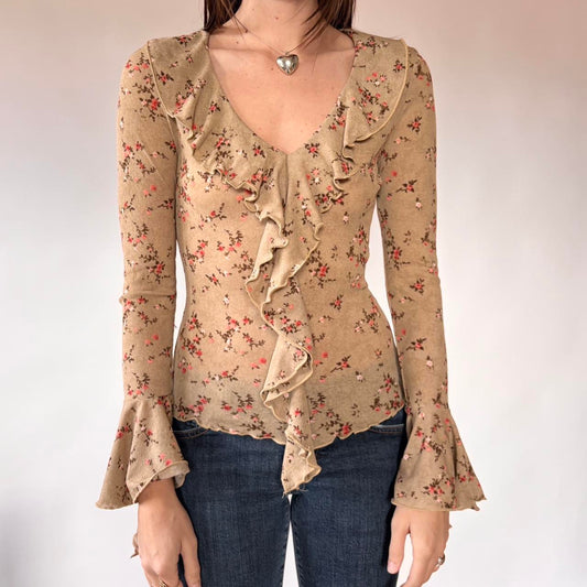 Y2K Floral Mesh Whimsy Top (S)