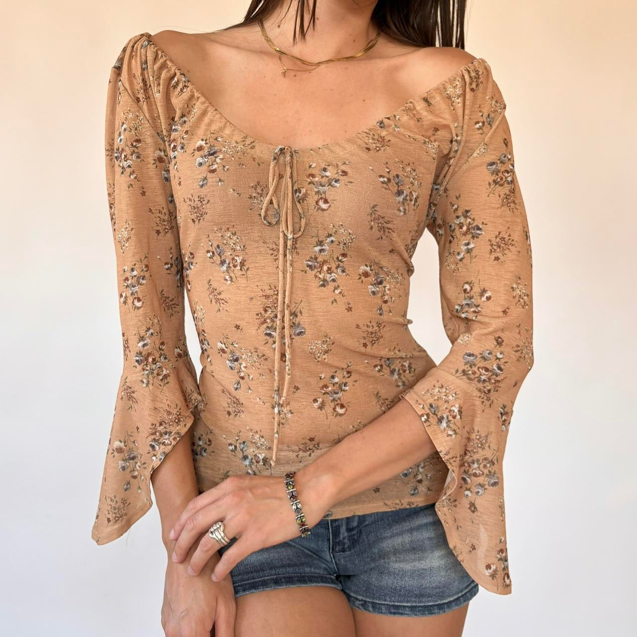 Y2K Mesh Boho Top (L)