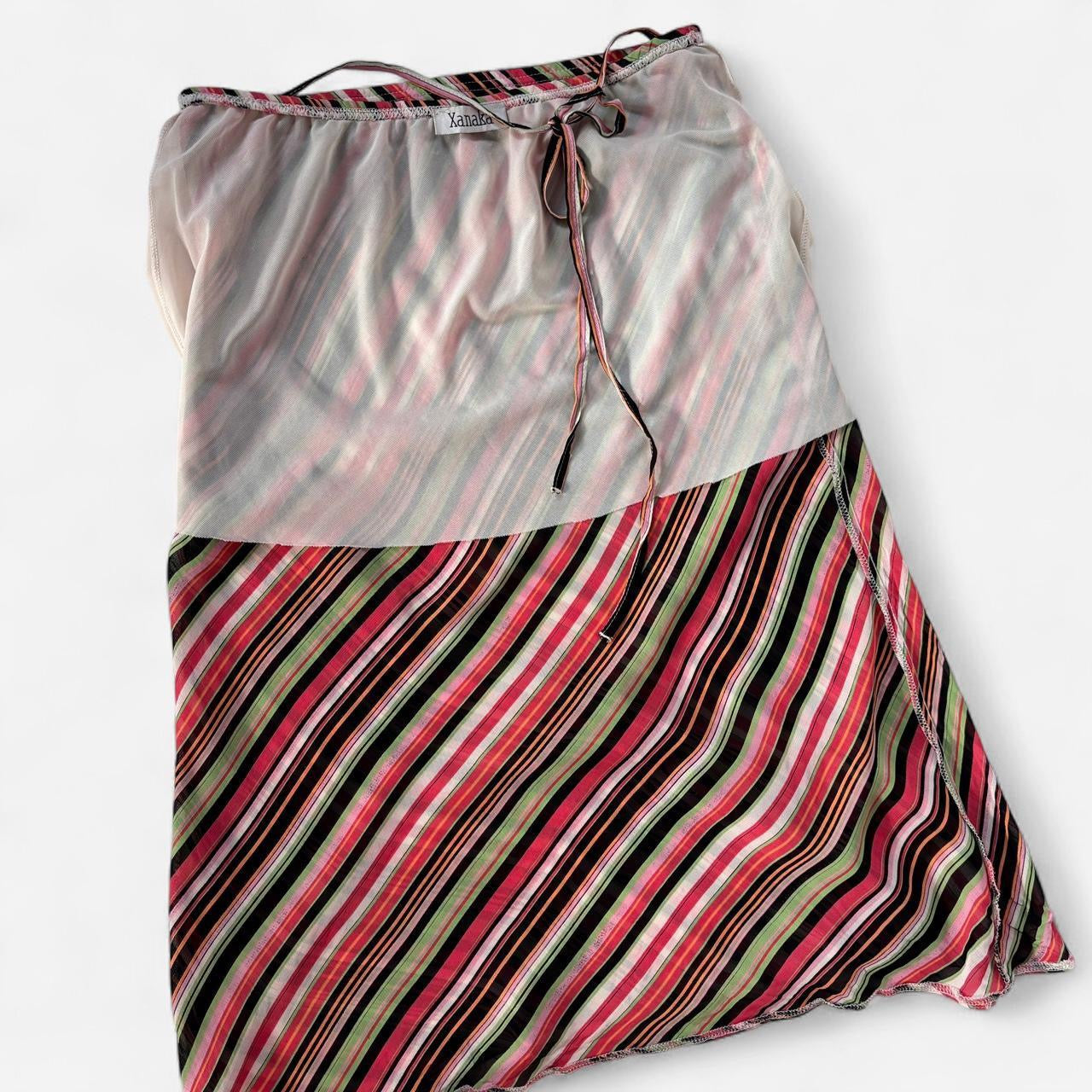 Y2K Striped Midi Skirt (S)