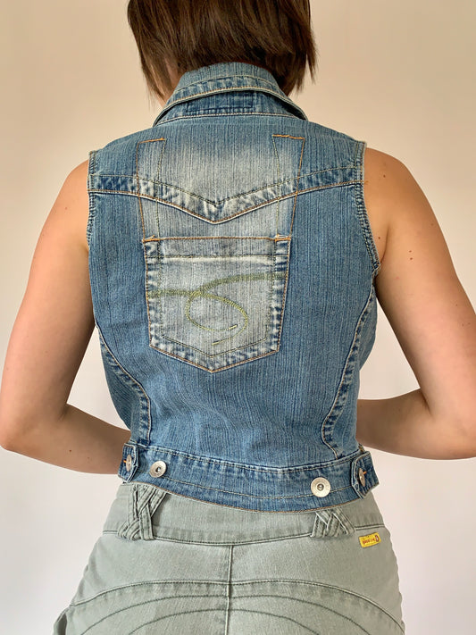 Y2K Denim Vest - S/M