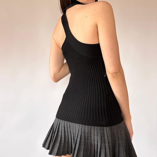 Y2K Silky Beaded Asymmetrical Tank (M)