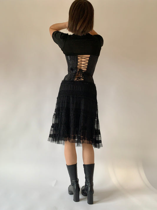 Vintage 1990s Noir Mesh Midi (M/L)