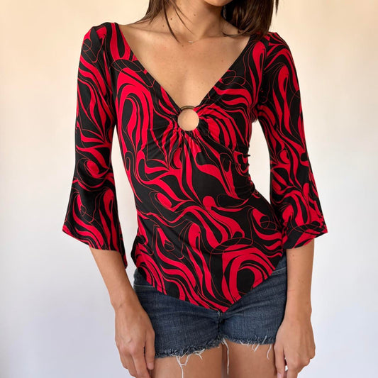Psychedelic Bell Sleeve Top (M)