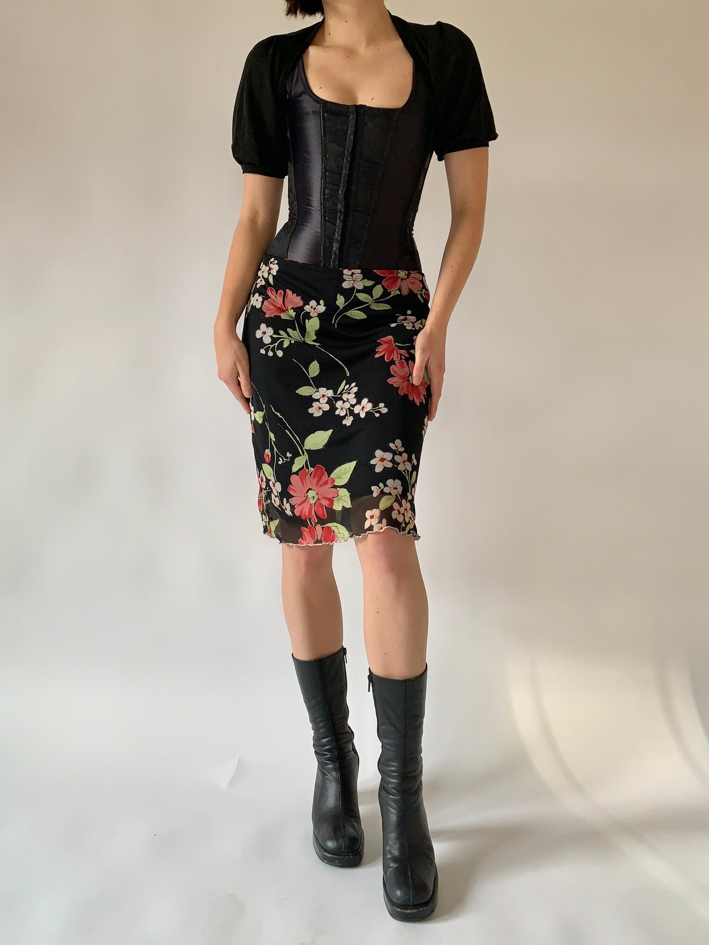 Vintage 1990s Floral Mesh Midi (S/M)