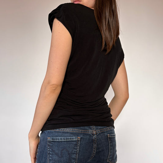 Y2K Noir Cowl Neck Top (M)